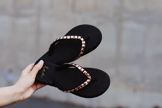 ROSE GOLD STUDS IN BLACK